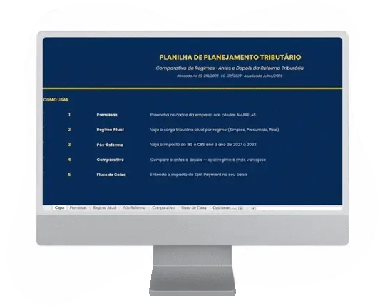 Planilha de Planejamento Tributário aberta no computador